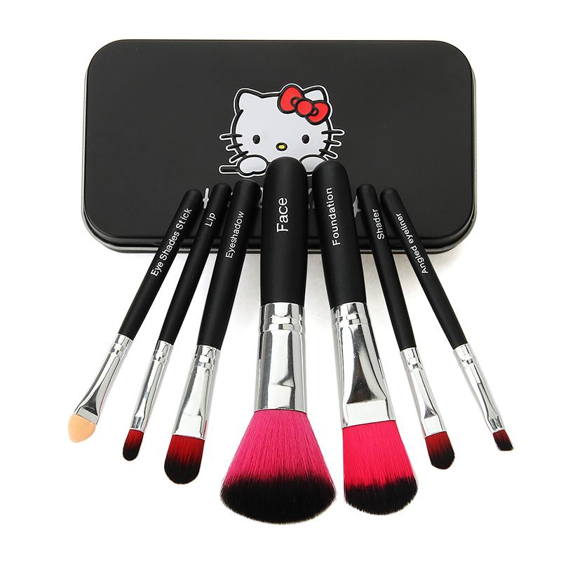 Hello Kitty Professional Makeup Brushes Set 07 Pcs With Box Black Color